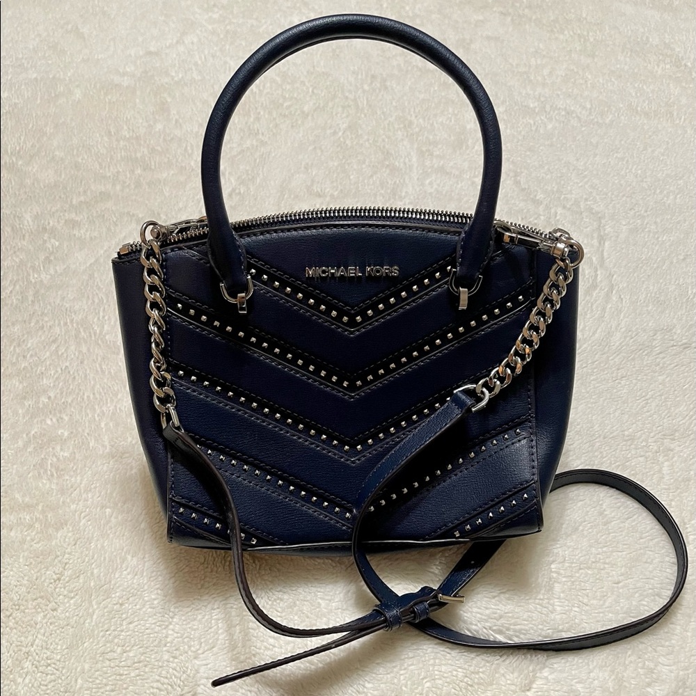 Small Navy Michael Kors studded cross body